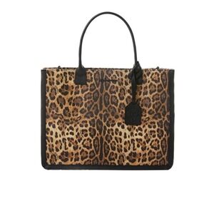 Vince Camuto Black and Tan Leopard Crossbody Bag & Handle Carry w/Dust Bag.